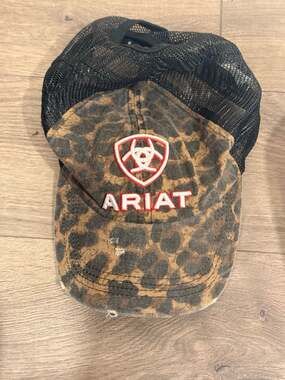 Ariat Ladies Leopard Print Ponyflo Distressed Mesh Back Trucker Hat